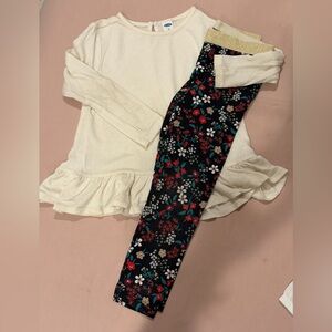 Floral Black Leggings for Kids